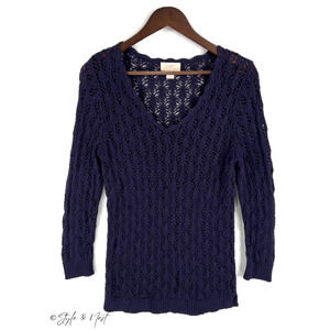 Loft Women's Knitted Y2K Nautical Pullover Bella Swan Long Sleeve Size Medium